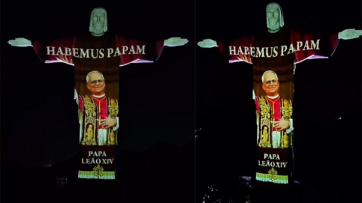 Cristo%20Redentor%20exibe%20imagem%20do%20papa%20Le%C3%A3o%20XIV