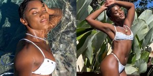 Erika Januza posta fotos de biquíni e namorado reage: “Eita”