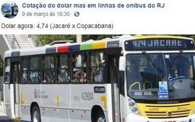 Perfil viralizou no Facebook ao usar cotação alta do dólar para brincar com linhas de ônibus