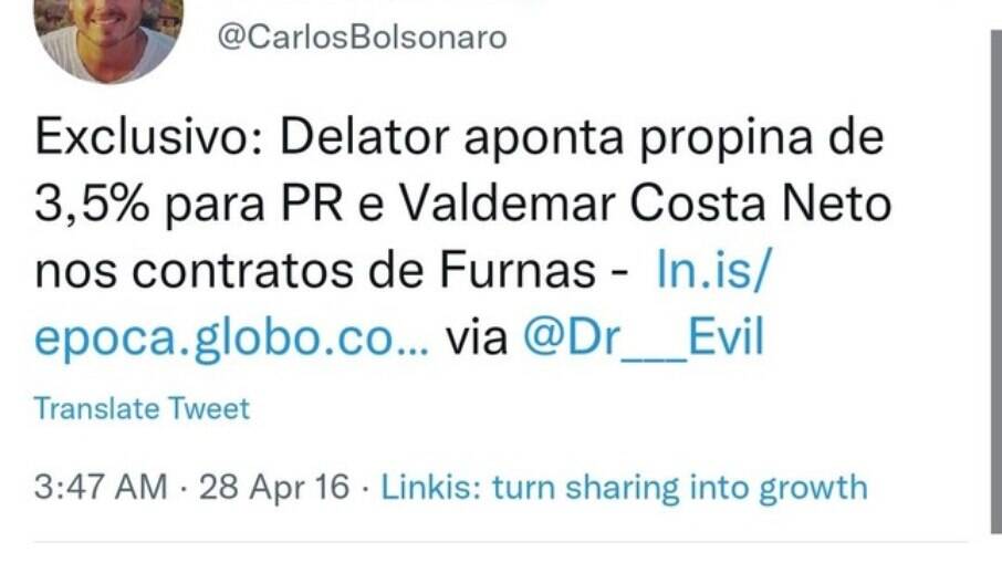 Tuíte Carlos Bolsonaro 
