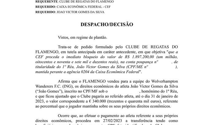 Flamengo comete erro em pagamento da transferência de João Gomes