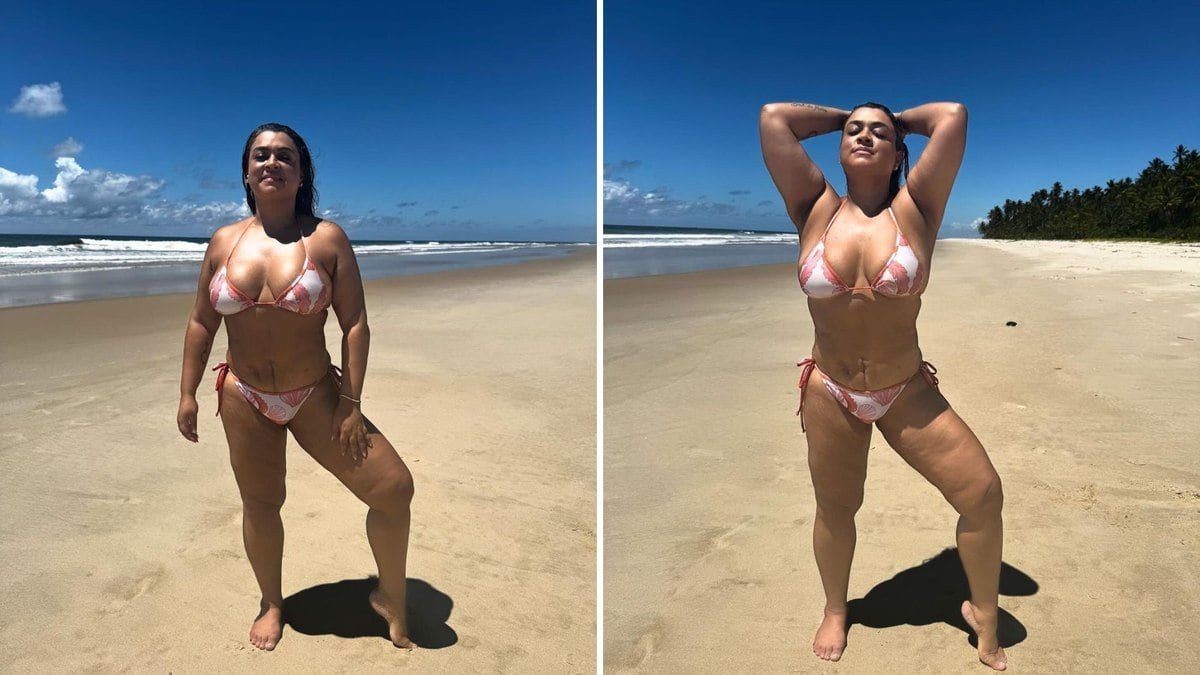 Preta Gil abre álbum de fotos de biquíni e renova bronzeado: 'Feliz'