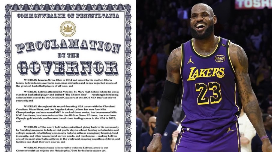 LeBron foi homenageado com um feriado pelo governador da Pensilvânia