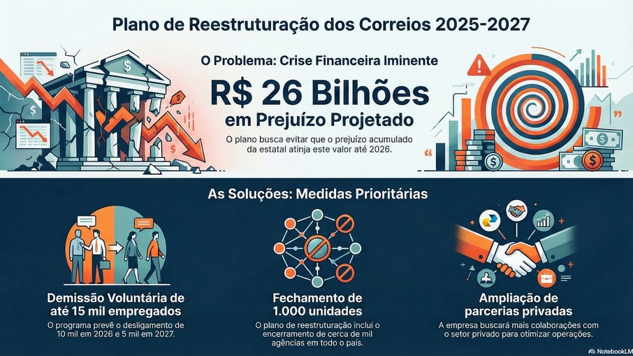 Evolução projetada do prejuízo e medidas do plano de reestruturação dos Correios.”