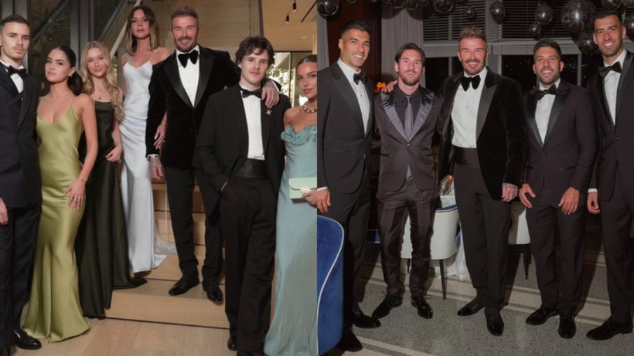 David Beckham com a família e amigos David Beckham com a família e amigos