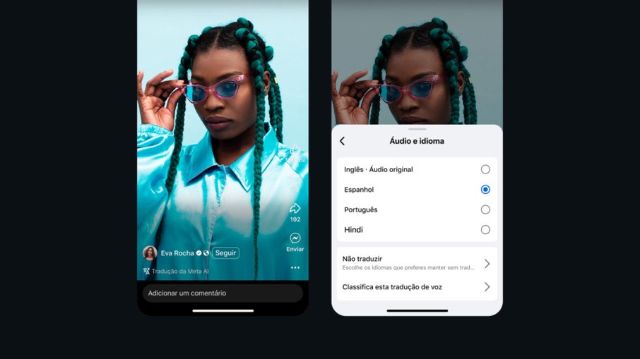Desligue a dublagem automática ou selecione outro idioma para ouvir o áudio do criador como preferir