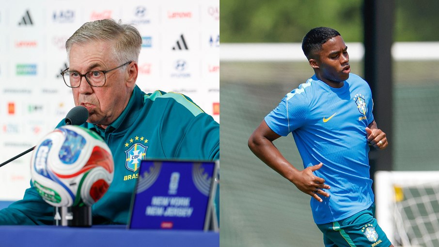 Sob pressão, Ancelotti evita explicar ausência de Endrick Sob pressão, Ancelotti evita explicar ausência de Endrick