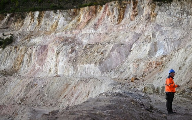 Mina de lítio em Echassierres, França, em 17 de janeiro de 2024