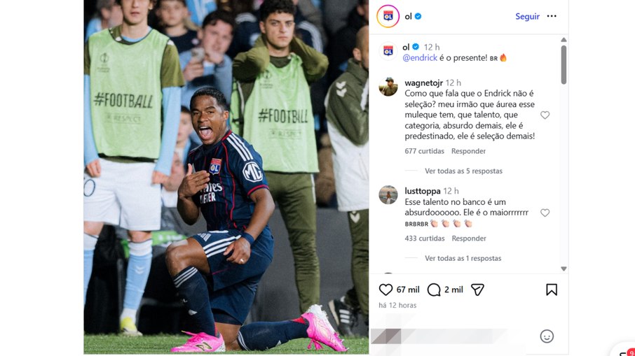 Endrick: Lyon respondeu Carlo Ancelotti