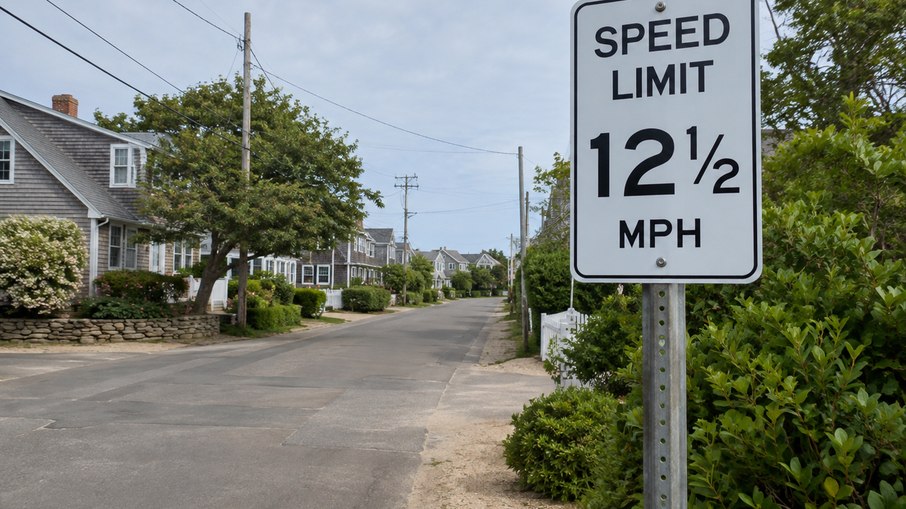 Placas inusitadas: limite de velocidade de 12 milhas e meia por hora