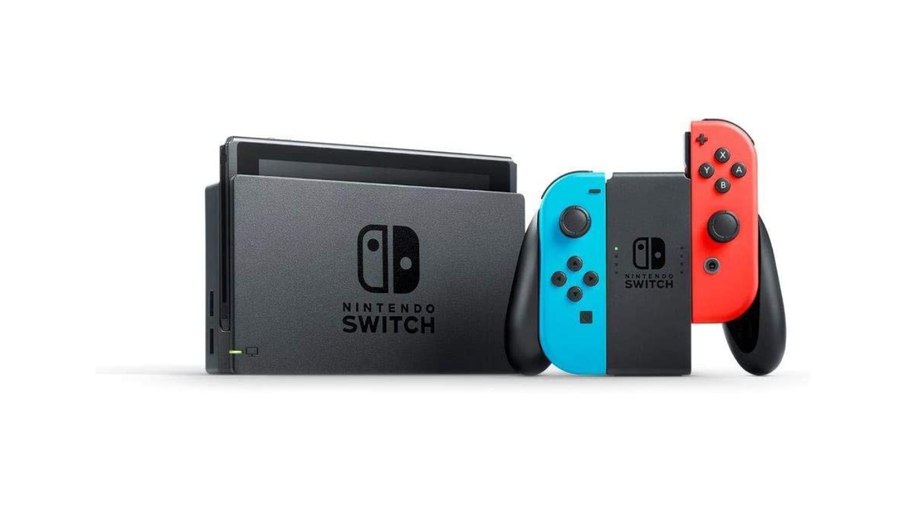 Nintendo Switch e base de conexão para TV.