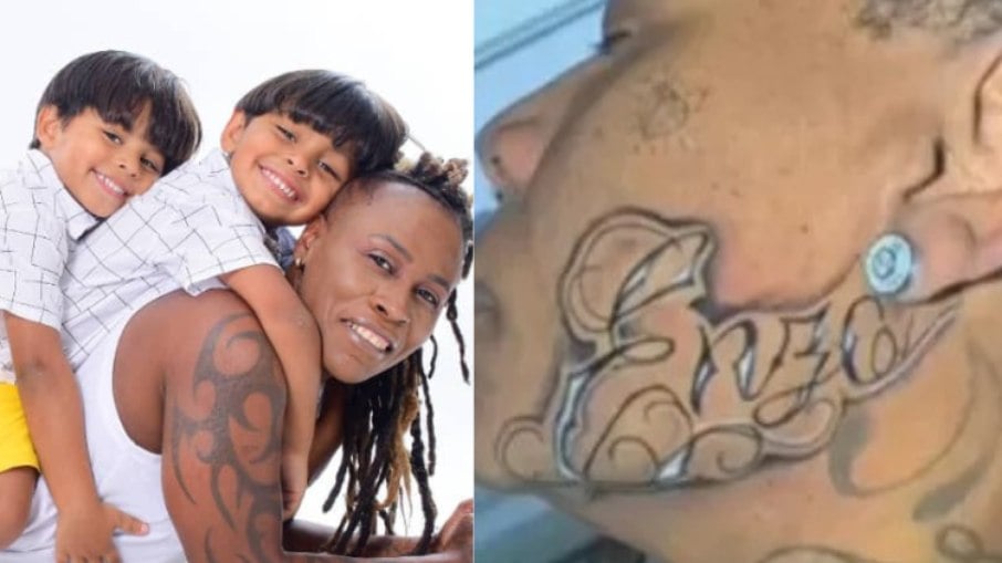 Pepê tatuou os nomes dos filhos no rosto