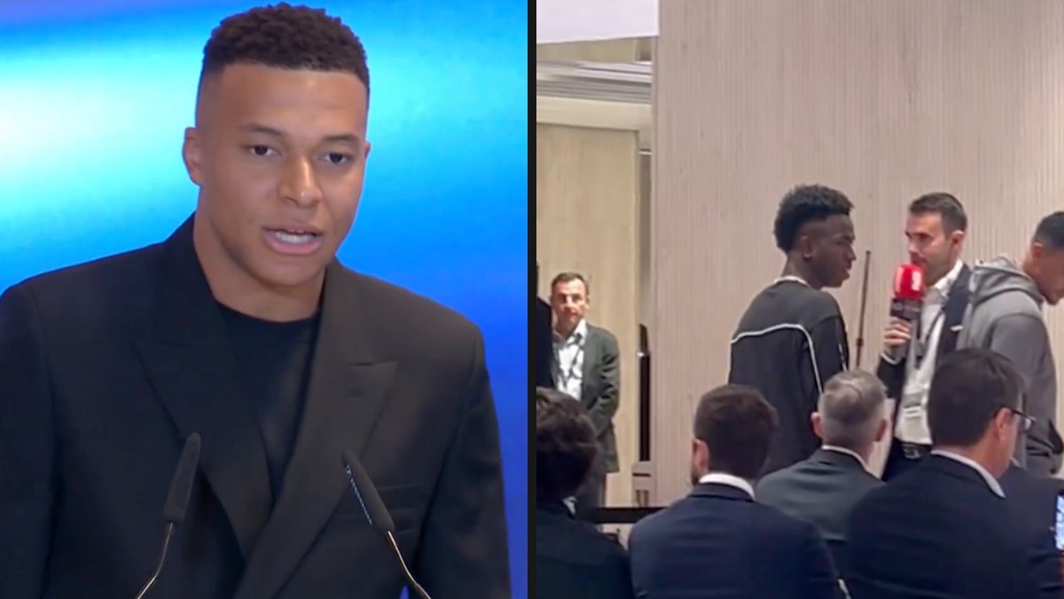 Vini marcou presença na cerimônia em que Mbappé foi premiado com a Chuteira de Ouro Vini marcou presença na cerimônia em que Mbappé foi premiado com a Chuteira de Ouro