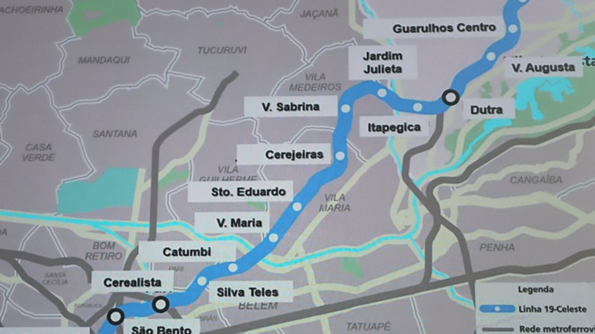 Mapa da futura linha 19 - Celeste Mapa da futura linha 19 - Celeste