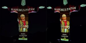 Cristo Redentor exibe imagem do papa Leão XIV: "Habemus papam"
