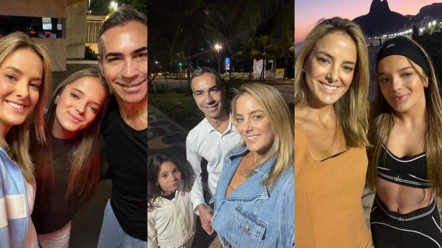 Ticiane Pinheiro ao lado de suas filhas e marido