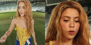 Shakira visita o Maracanã e ganha camisas de times brasileiros