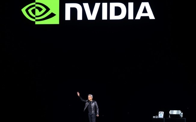 O fundador e CEO da Nvidia, Jensen Huang, discursa em uma convenção de desenvolvedores no SAP Center, em San José, Califórnia, em 18 de março de 2024