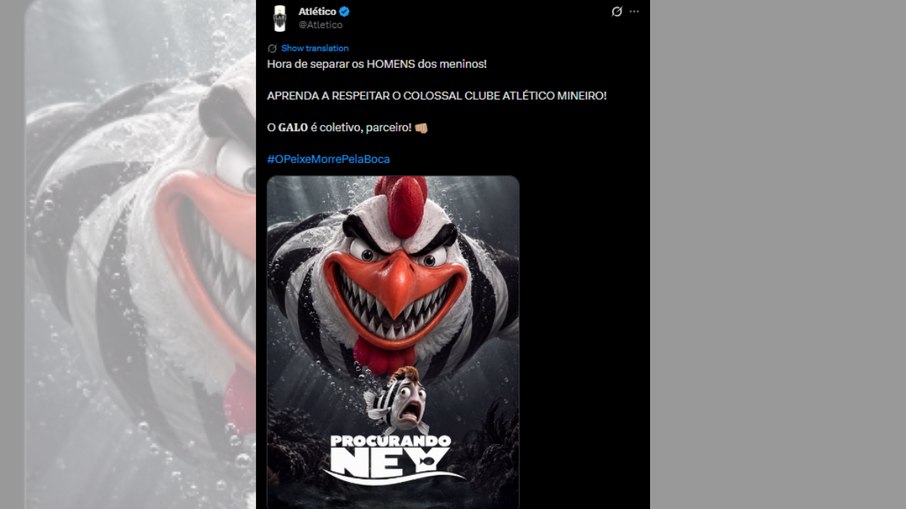 Post do Atlético Mineiro provocando Neymar Post do Atlético Mineiro provocando Neymar