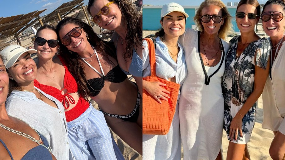 Giovanna Anttonelli curte dia de praia com amigas famosas.