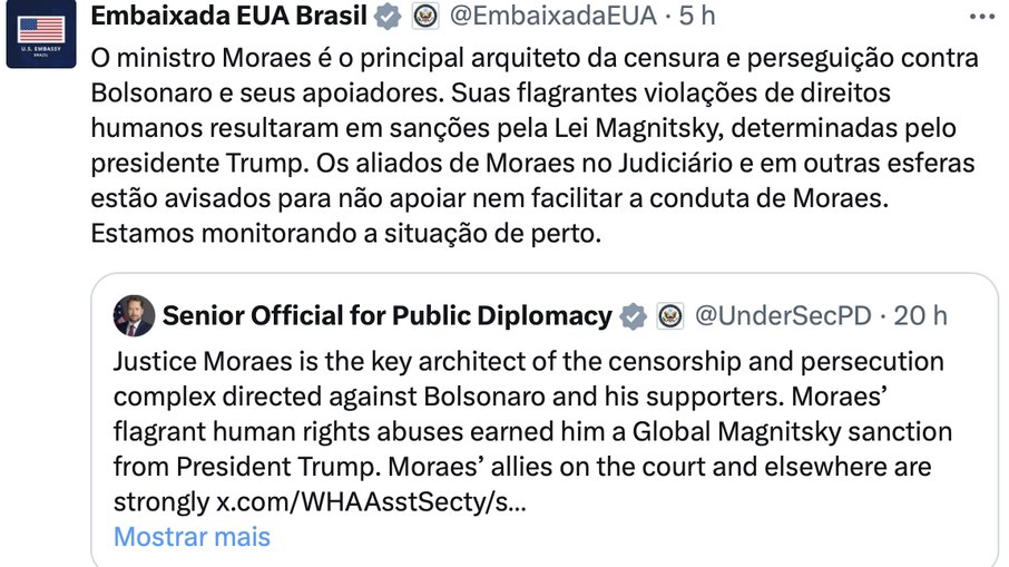 Mensagem do governo Trump