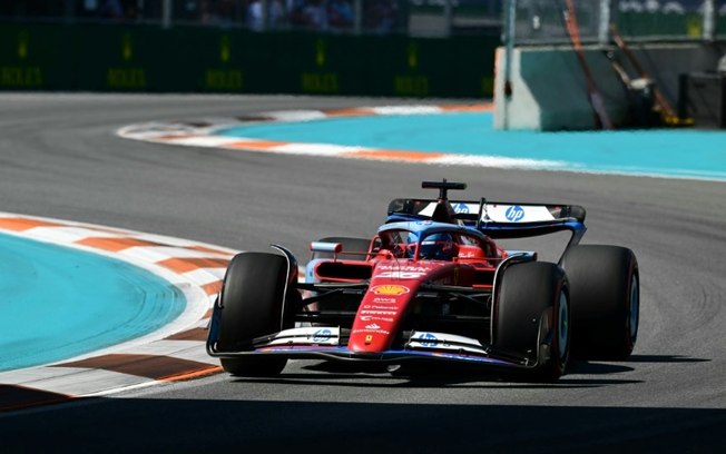 O monegasco Charles Leclerc em ação pela Ferrari no GP de Miami