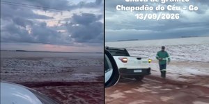 Granizo forma tapete branco em Chapadão do Céu; entenda