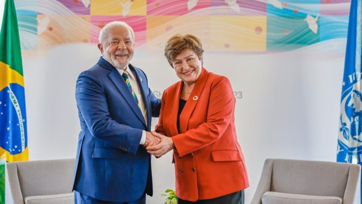Presidente Lula conversa com diretora-gerente do FMI na reunião do G7