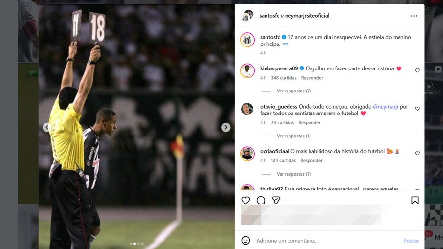 Santos relembra estreia Neymar como profissional