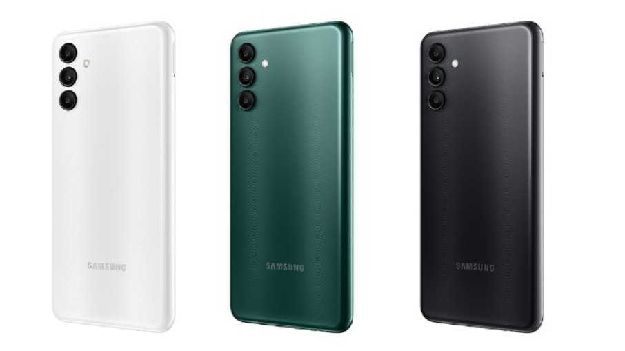 Smartphone A04s está disponível nas cores branco, verde e preto