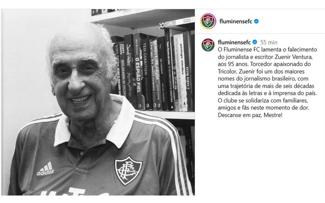Zuenir Ventura, torcedor apaixonado pelo Flu, morreu aos 95 anos nesta terça-feira (22) Zuenir Ventura, torcedor apaixonado pelo Flu, morreu aos 95 anos nesta terça-feira (22)