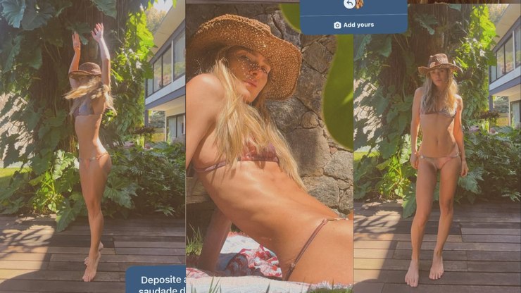 Carolina Dieckmmann aparece tomando banho de sol em nova trend