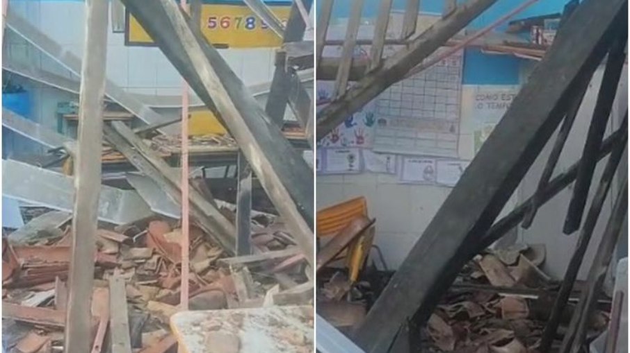 Teto desabou em escola de Itapatica Teto desabou em escola de Itapatica