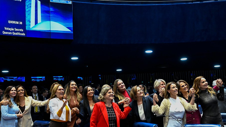 Bancada feminina do Senado Federal em votação no plenário Bancada feminina do Senado Federal em votação no plenário