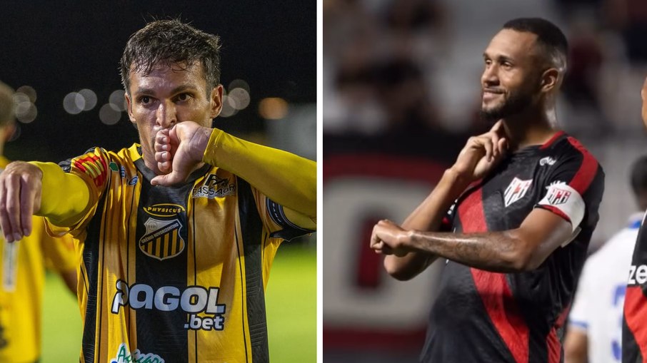 Robson é a principal referência ofensiva do Novorizontino, enquanto Gustavo Coutinho lidera o ataque do Atlético-GO Robson é a principal referência ofensiva do Novorizontino, enquanto Gustavo Coutinho lidera o ataque do Atlético-GO