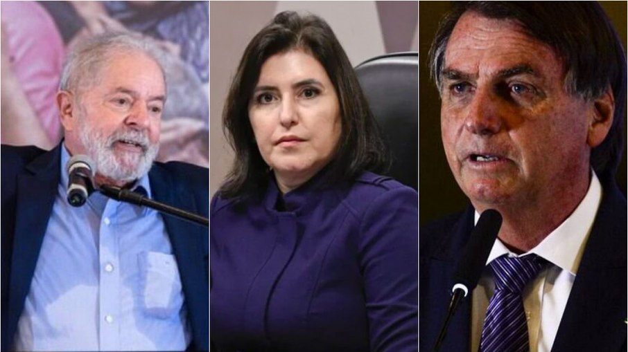 Lula, Simone Tebet e Jair Bolsonaro