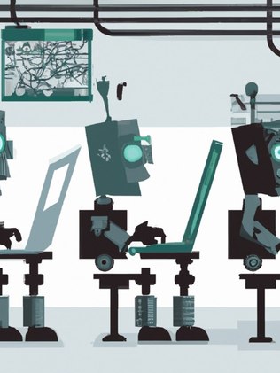DALL·E%3A robots working on computers