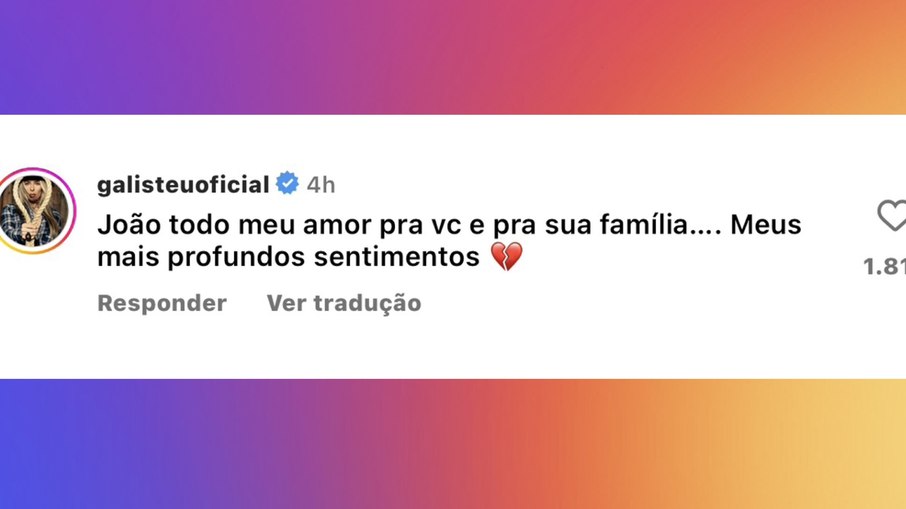 Comentário de Adriane Galisteu no post de João Hadad