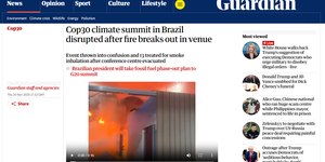 Imprensa internacional repercute incêndio na COP30