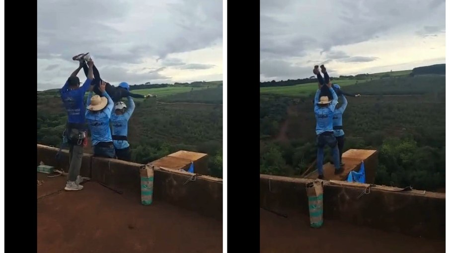 Momentos antes da mulher morrer após salto