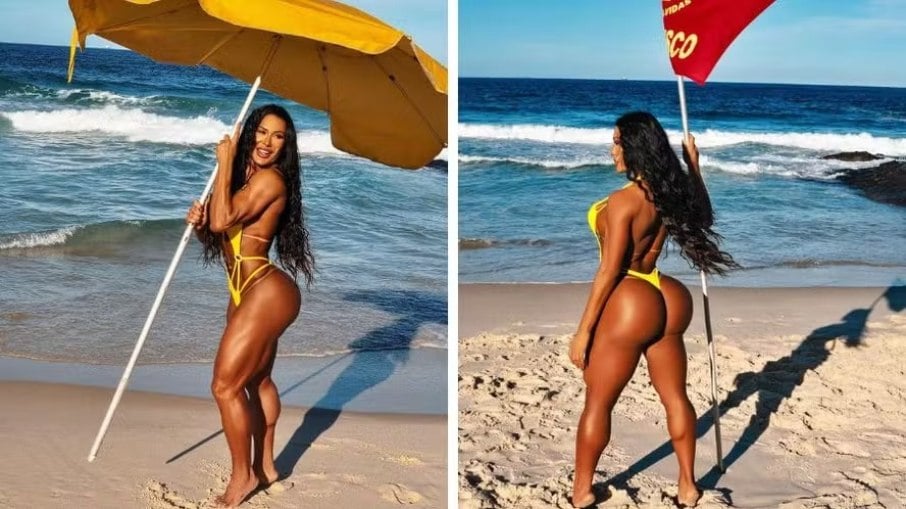 Gracyanne Barbosa curte dia na praia