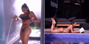 Tainá Militão curte sauna, treina e lê livro