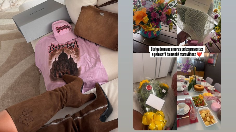 Presentes que Virgínia ganhou no dia das mães