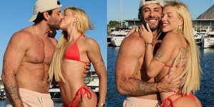 Jesus Luz e Rafaela Mesquita trocam beijos durante passeio no Rio
