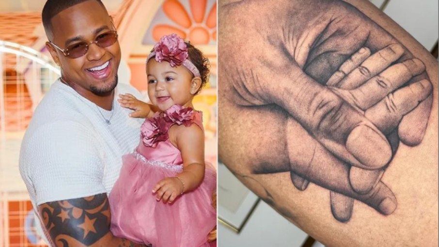 Léo Santana tatuou mão da filha e dele