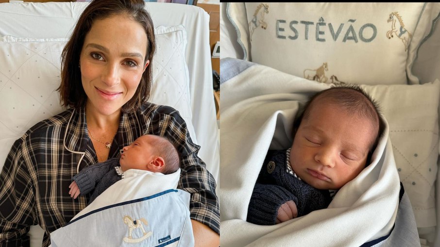 Letícia Cazarré com o filho Estêvão