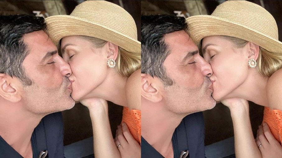 Ana Hickmann e Edu Guedes se beijam
