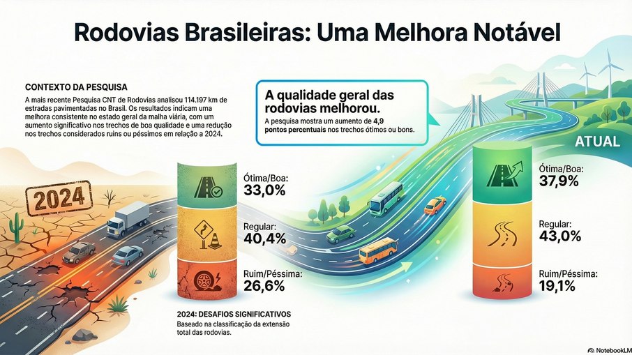 Pesquisa indica melhora da malha viária em relação a 2024