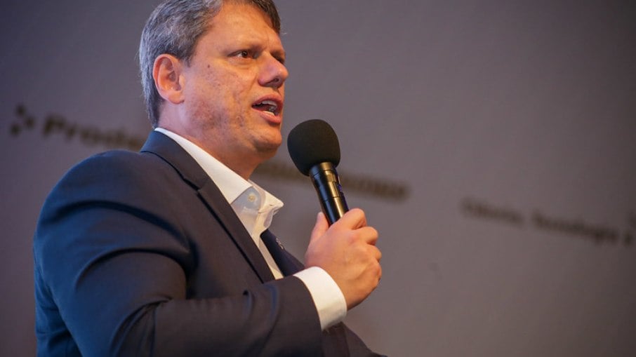 O Governador do Estado de São Paulo, Tarcísio de Freitas, durante Cerimônia de Conscientização sobre o Autismo