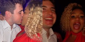 Filho de Gugu e Cariúcha são vistos aos beijos em festa